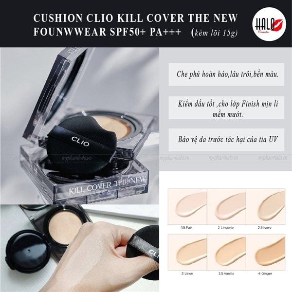 Phấn Nước CLIO Kill Cover The New Founwear Cushion (15gx2)
