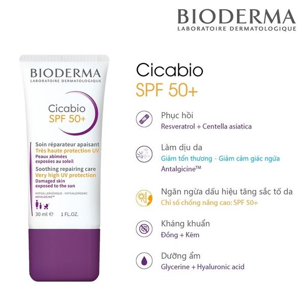 Kem Dưỡng Phục Hồi,Tái Tạo Da Bioderma Cicabio SPF 50+ 30ml