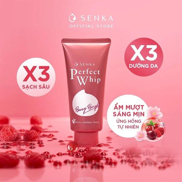 Sữa Rửa Mặt Làm Sạch Sâu, Sáng Hồng Senka Perfect Whip Berry Bright