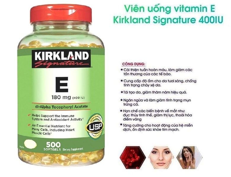Viên Uống Đẹp Da Kirkland Signature Vitamin E 400iu 500 Viên