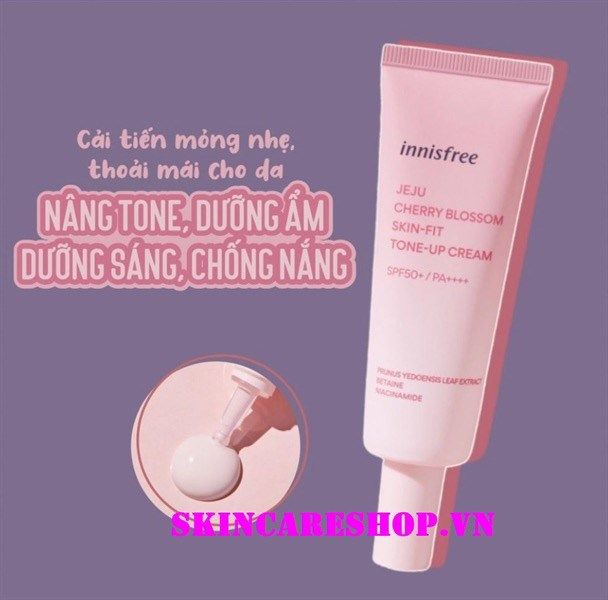 Kem dưỡng Innisfree Jeju Cherry Blossom Skin-fit Tone-up Cream SPF50 PA++++ 50ml
