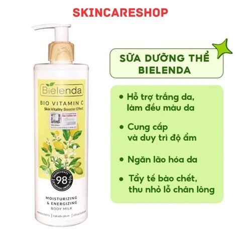 Sữa Dưỡng Thể Trắng Da Bielenda Bio Vitamin C Moisturizing And Toning Body Milk 400ml