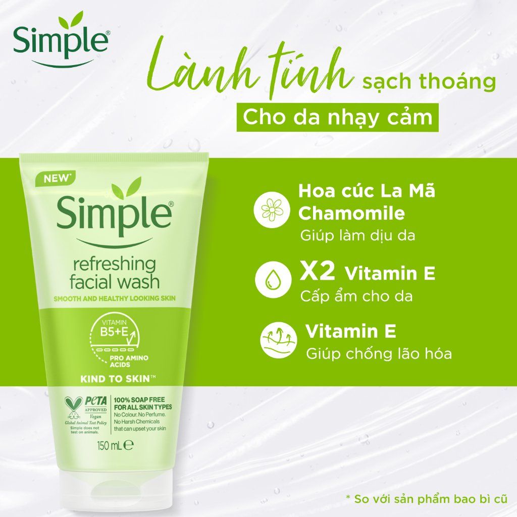 Sữa rửa mặt Simple Kind To Skin Refreshing Facial Wash Gel