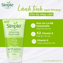 Sữa rửa mặt Simple Kind To Skin Refreshing Facial Wash Gel 150ml