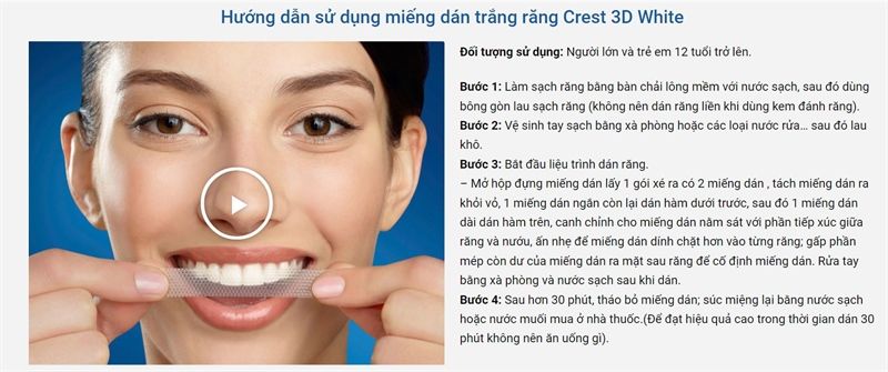 Miếng dán trắng răng Crest 3D Whitestrips 1 Hour Express