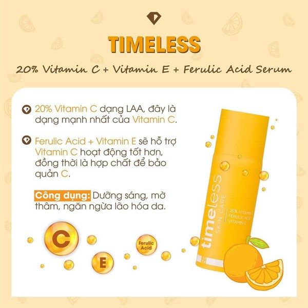 Tinh Chất Timeless Vitamin C + E Ferulic Acid Serum Sáng Da, Mờ Vết Thâm 30ml