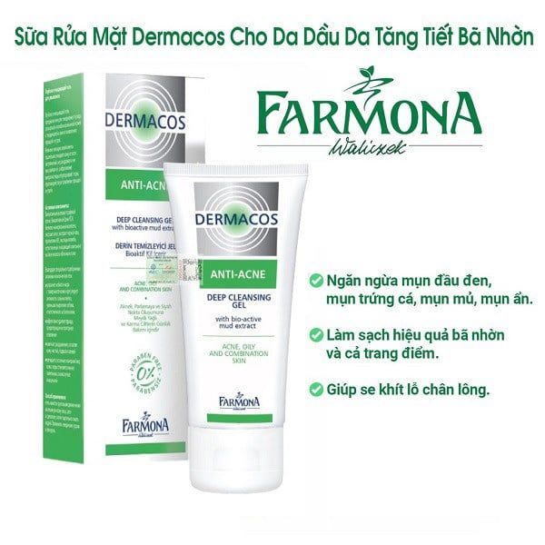 Gel rữa mặt sạch sâu ngừa mụn Dermacos Anti-Acne Deep Cleansing Gel 150ml