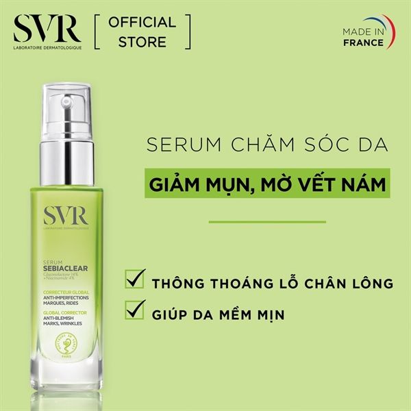 Tinh Chất Giảm Mụn Làm Mờ Thâm Sạm Và Mềm Mịn Da SVR Sebiaclear Serum 30ml