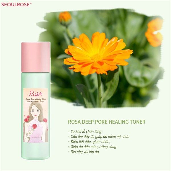 Nước Hoa Hồng SeoulRose Rosa Deep Pore Healing Toner 120ml