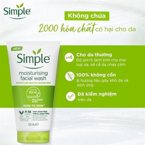 Sữa Rửa Mặt Dưỡng Ẩm Simple Moisturising Facial Wash 150ml