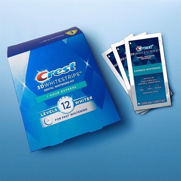 Miếng dán trắng răng Crest 3D Whitestrips 1 Hour Express