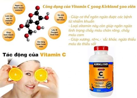 Viên Uống Bổ Sung Vitamin C Kirkland Signature Vitamin C (500mg x 500 Viên)