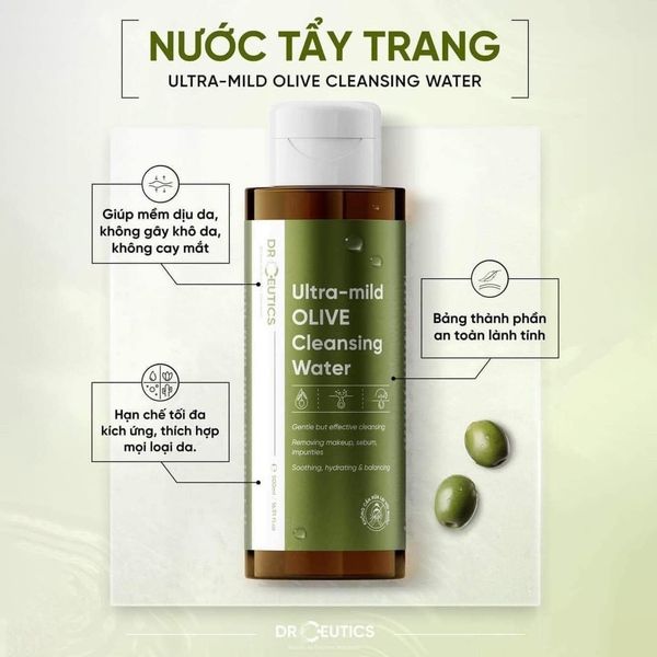 Tẩy Trang Drceutics Ultra Mild Olive Cleansing Water 500ml
