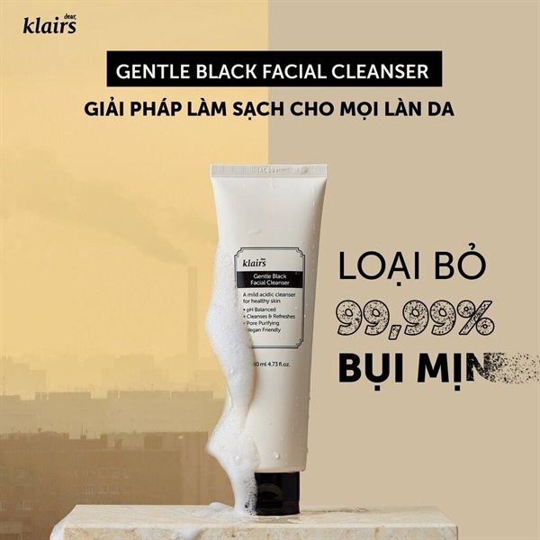 Sữa Rửa Mặt Klairs Gentle Black Facial Cleanser 140ml