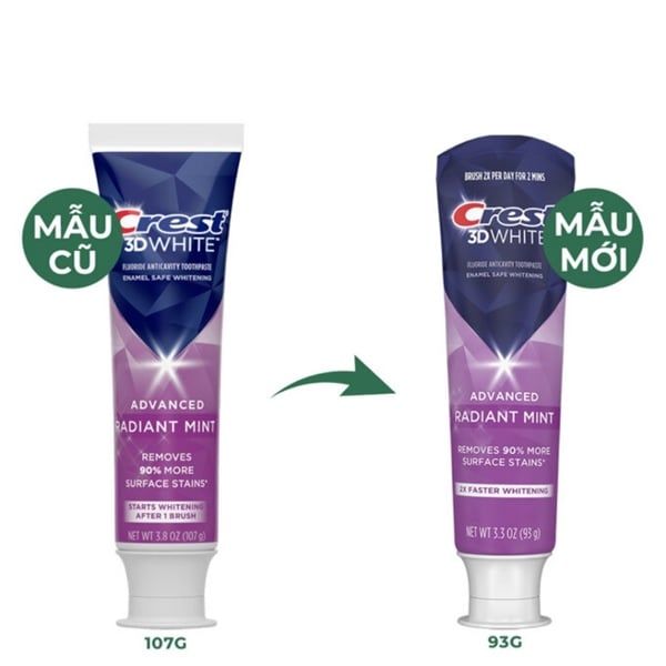 Kem Đánh Răng Crest 3D White Radian Mint 93g