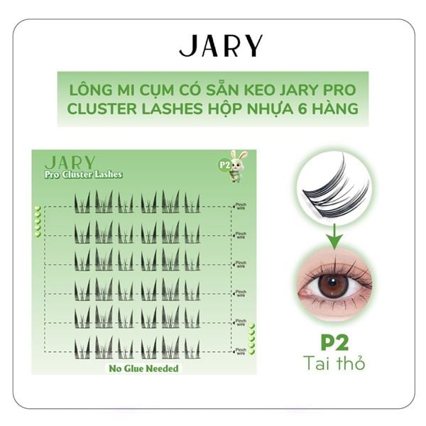 Lông Mi Cụm Có Sẵn Keo Jary Pro Cluster Lashes Hộp Nhựa 6 Hàng