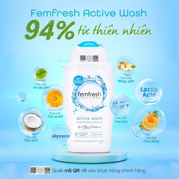 Dung dịch vệ sinh phụ nữ Femfresh Untimate Care Active Fresh Wash 250ml