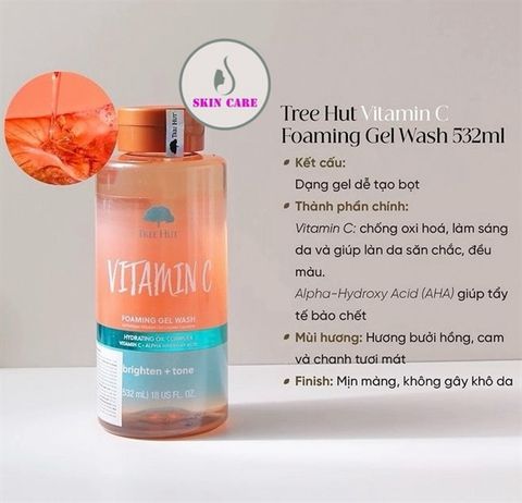 Gel Tắm Tree Hut Foaming Gel Wash Vitamin C 532ml