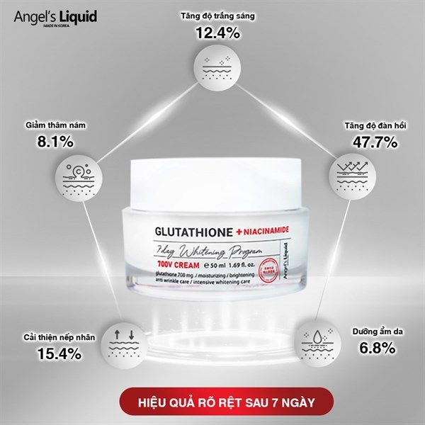 Kem Dưỡng Angel's Liquid Glutathione + Niacinamide 7Day Whitening Program 700 V-Cream 50mlKem Dưỡng Đặc Trị Nám Truyền Trắng Angel's Liquid Glutathione + Niacin –