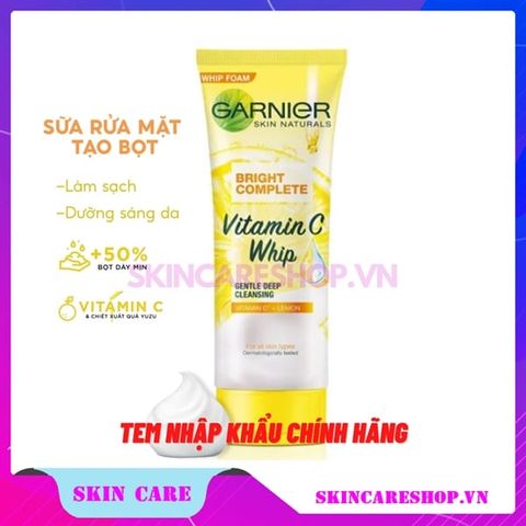 Sữa Rửa Mặt Garnier Light Complete Vitamin C Whip Foam 100ml