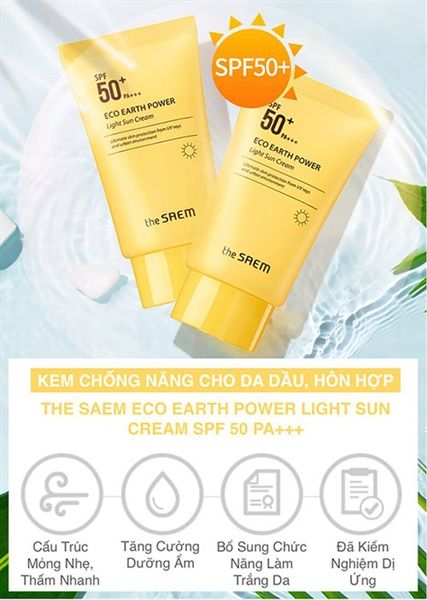 Kem Chống Nắng Dưỡng Ẩm Sâu The Saem Light Sun Cream SPF50+ PA++++ 50g