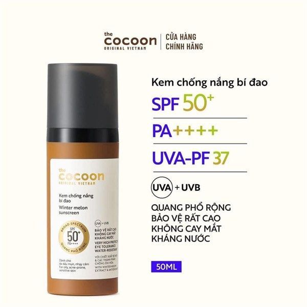 Kem Chống Nắng Cocoon Winter Melon Suncreen SPF 50 + PA ++++ 50ml