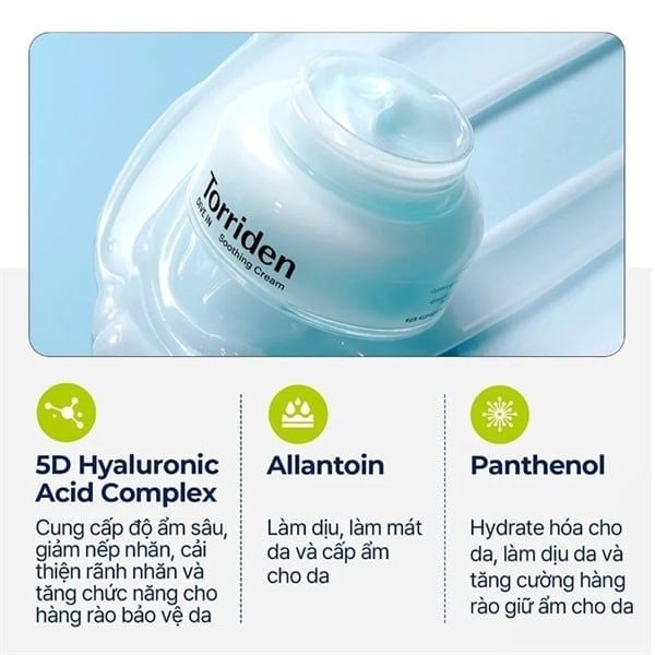 Kem Dưỡng Ẩm Cho Da Dầu Torriden Dive In Low Molecular Hyaluronic Acid Soothing Cream 100ml