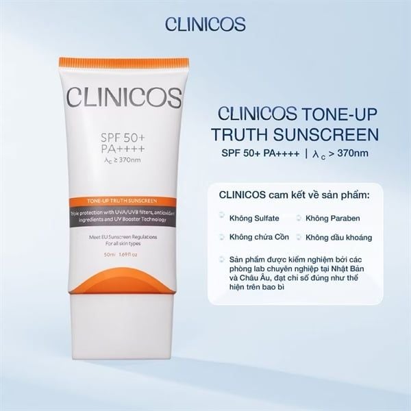Kem chống nắng nâng tông tự nhiên Clinicos Tone Up Truth Sunscreen SPF50+ 50ml