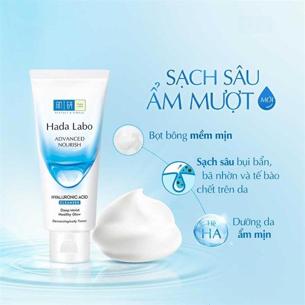 Kem Rửa Mặt Hada Labo Advanced Nourish Hyaluronic Acid Cleanser 80g