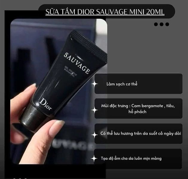 Set 2 Món Nước Hoa Và Sữa Tắm Dior Sauvage EDP (EDP 10ml & Gel 20ml)