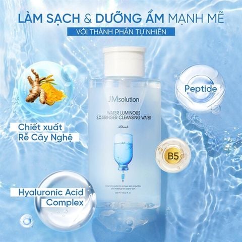 Nước Tẩy Trang JMsolution Water Luminous SOS Ringer Cleansing Water Black 500ml