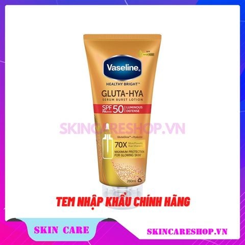 Serum Chống Nắng Vaseline Healthy Bright Gluta-Hya Serum Burst Lotion SPF50 PA+++ 260ml