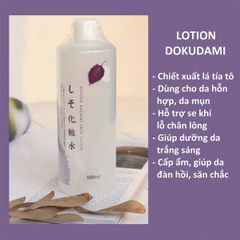 Nước Hoa Hồng Tía Tô Chinoshio Dokudami Natural Skin Lotion 500ml