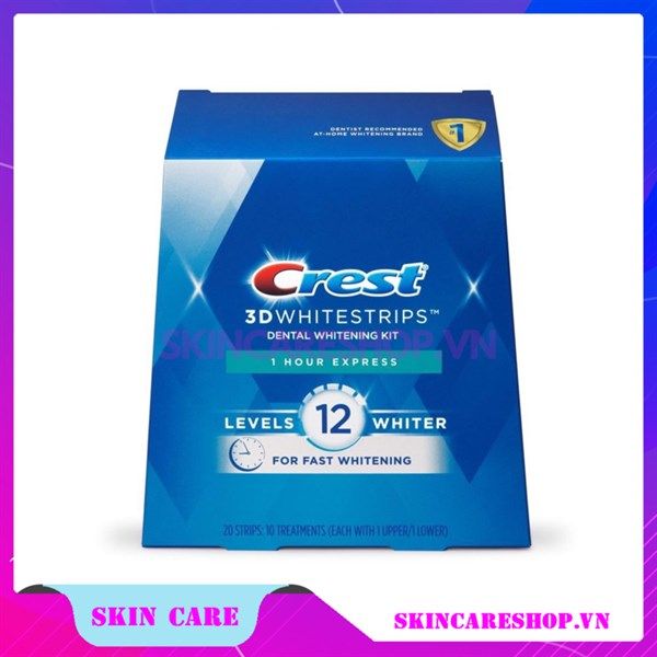 Miếng dán trắng răng Crest 3D Whitestrips 1 Hour Express