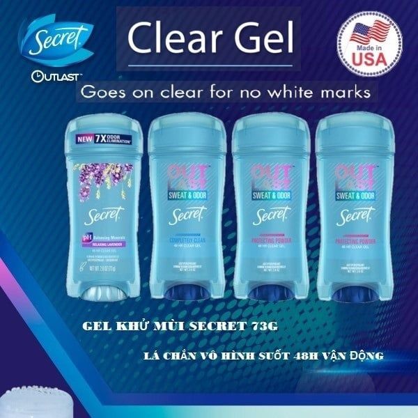 Gel Khử Mùi, Ngăn Tiết Mồ Hồi Secret 48Hr Clear Gel Anti-Perspirant 73g