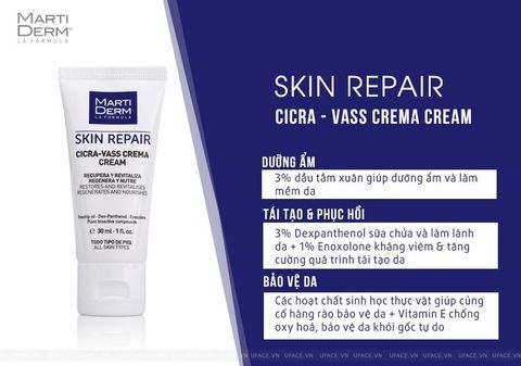 Kem dưỡng tái tạo & phục hồi da nhạy cảm MartiDerm Skin Repair Cicra Vass Cream 30ml