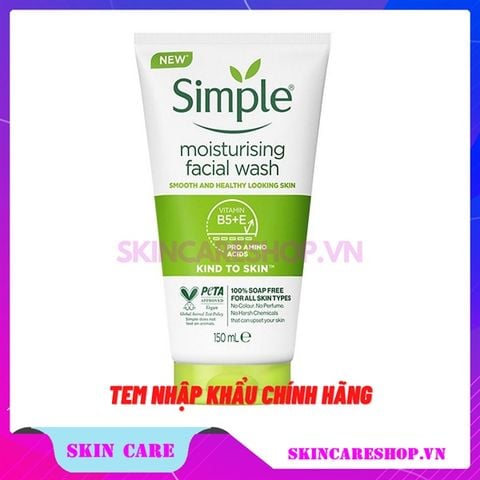 Sữa Rửa Mặt Da Nhạy Cảm Simple Moisturising Facial Wash 150ml