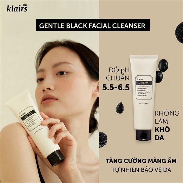 Sữa Rửa Mặt Klairs Gentle Black Facial Cleanser 140ml