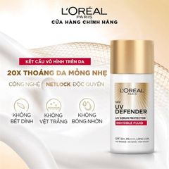 Kem Chống Nắng L’oreal Paris X20 UV Defender Serum Invisible Fluid SPF+ 50++++ 50ml