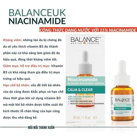 Tinh Chất Ngừa Mụn Mờ Thâm Balance Active Formula Niacinamide Blemish Recovery Serum 30ml