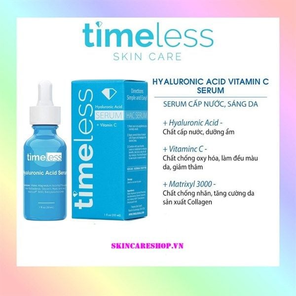 Tinh Chất cấp nước sáng da Timeless Hyaluronic Acid Vitamin C Serum 30ml