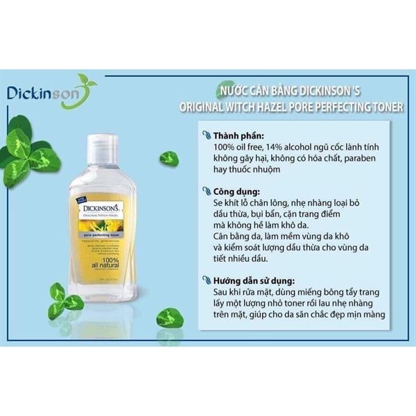 Nước hoa hồng Dickinson's Original Witch Hazel Pore Perfecting Toner 473ml