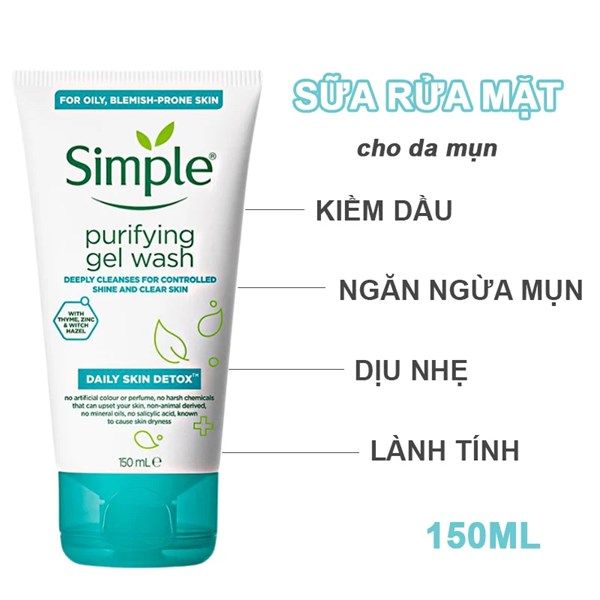 Gel Rửa Mặt Simple Purifying Gel Wash 150ml