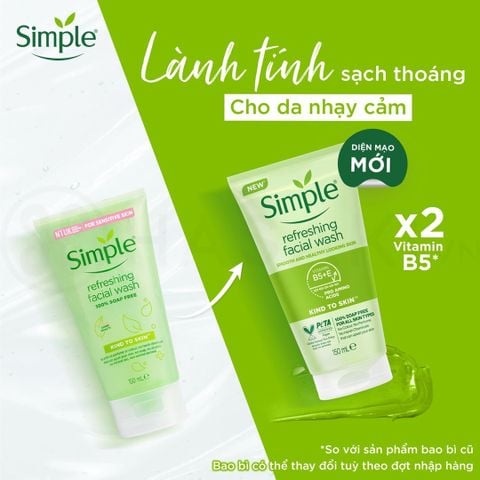 Sữa rửa mặt Simple Kind To Skin Refreshing Facial Wash Gel