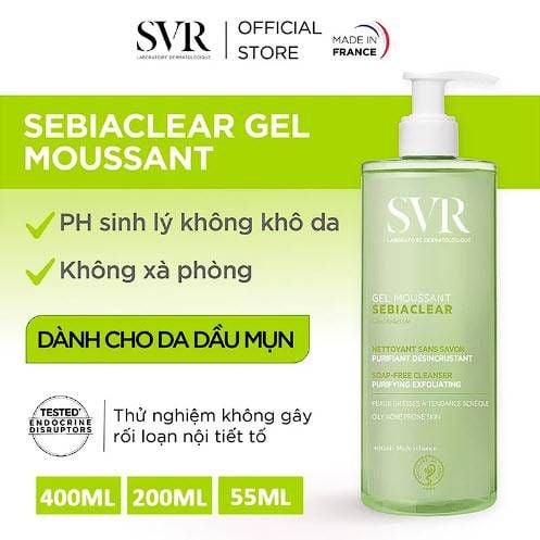 Gel Rửa Mặt Cho Da Dầu Mụn SVR Sebiaclear Gel Moussant