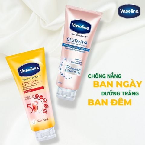 Combo Vaseline Serum Dưỡng Thể Chống Nắng 300ml + Sữa Dưỡng Thể Nâng Tông 300ml