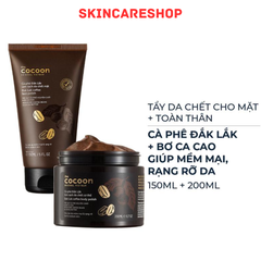 Combo Cocoon Tẩy Da Chết Cho Mặt 150ml + Toàn Thân 200ml Từ Cà Phê Đắk Lắk
