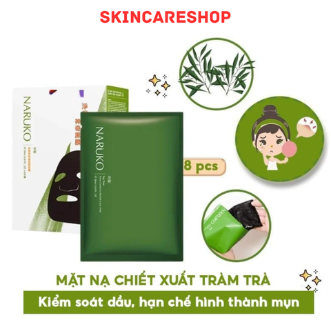 Hộp 8 Miếng Mặt Nạ Naruko Tea Tree Shine Control and Blemish Clear Mask
