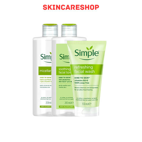 Combo Simple Làm Sạch & Cân Bằng Dịu Nhẹ Da Nhạy Cảm