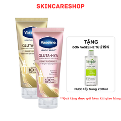 Combo Dưỡng Thể Vaseline Ngày & Đêm Gluta-Hya Serum Burst UV Lotion Flawless Bright & Dewy Radiance 330ml